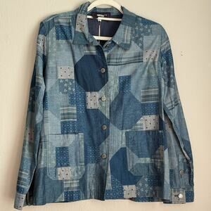 Johnny Was Patchwork Long Sleeve Button Up Top‎ Size Small Boho Western Gypsy